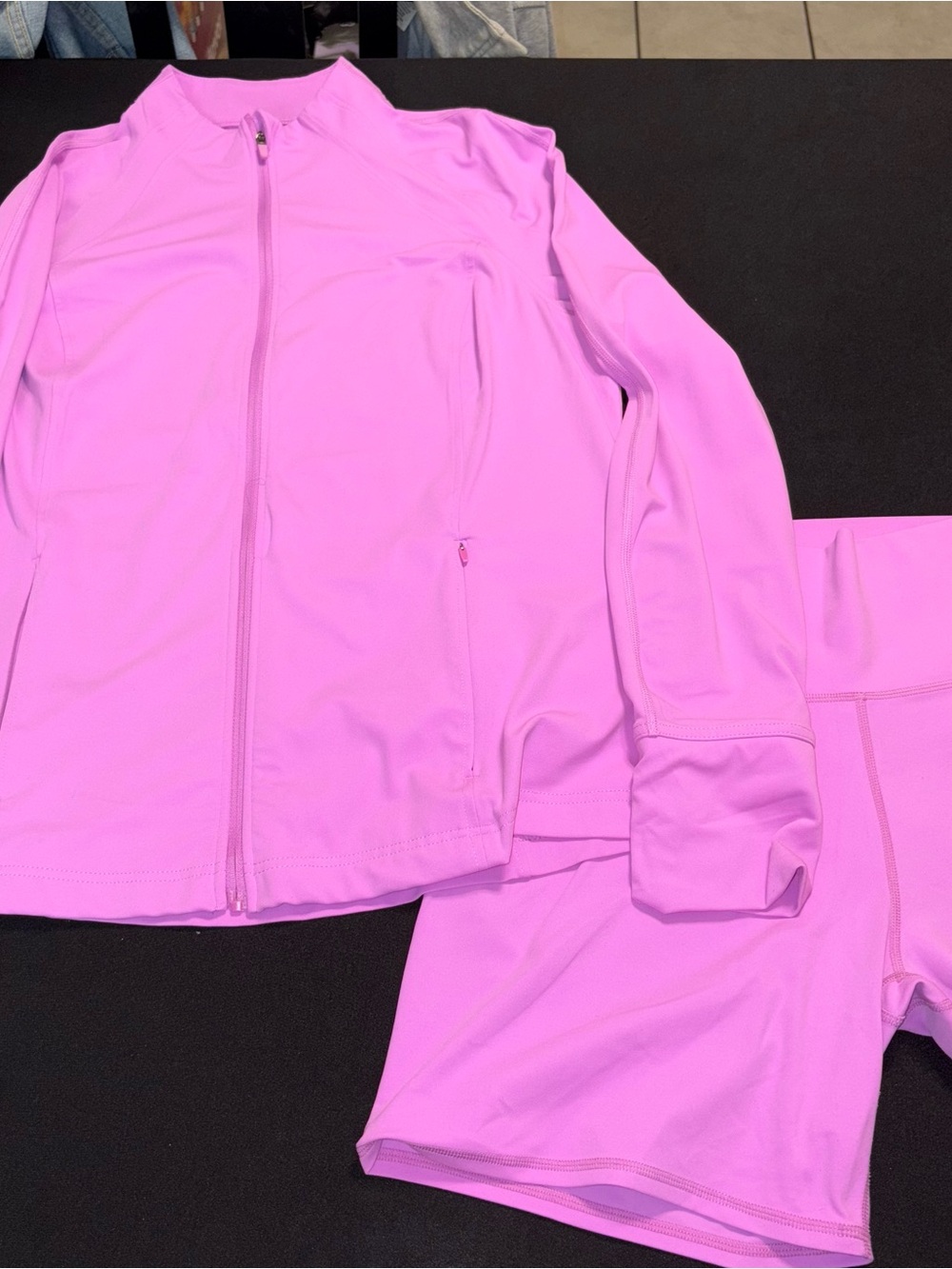 Women’s Lightweight Pink Active Zip Jacket and Shorts